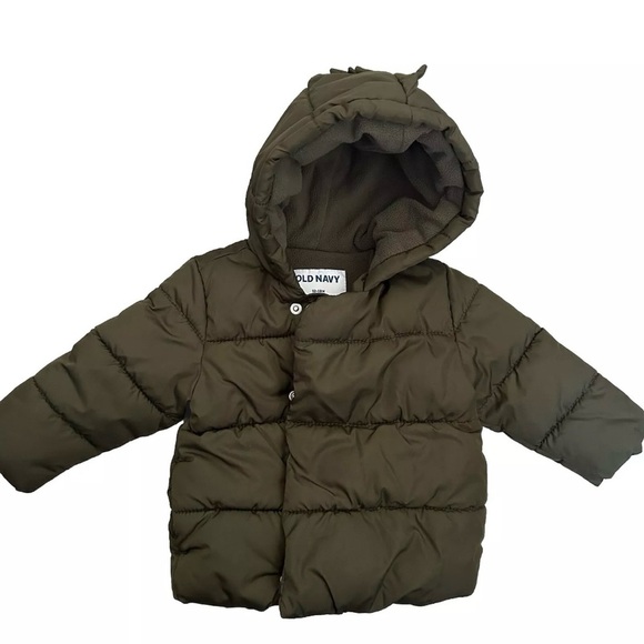 Toddler Old Navy Green Puffer Water Resistant Jacket Size 12-18 Months - Picture 1 of 5